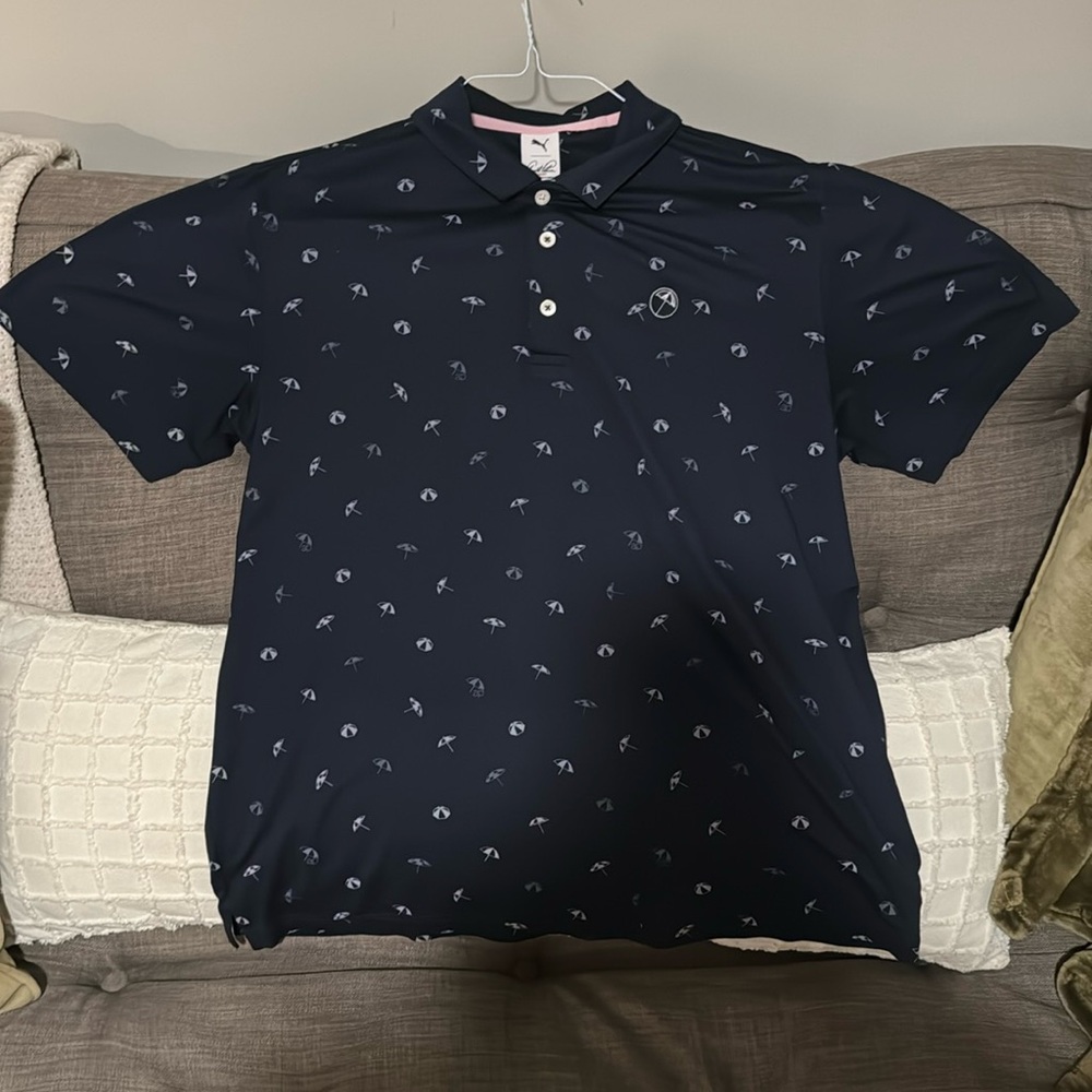 pumagolf Men's Ap Cloudspun Dancing Umbrellas Polo- Navy Blue